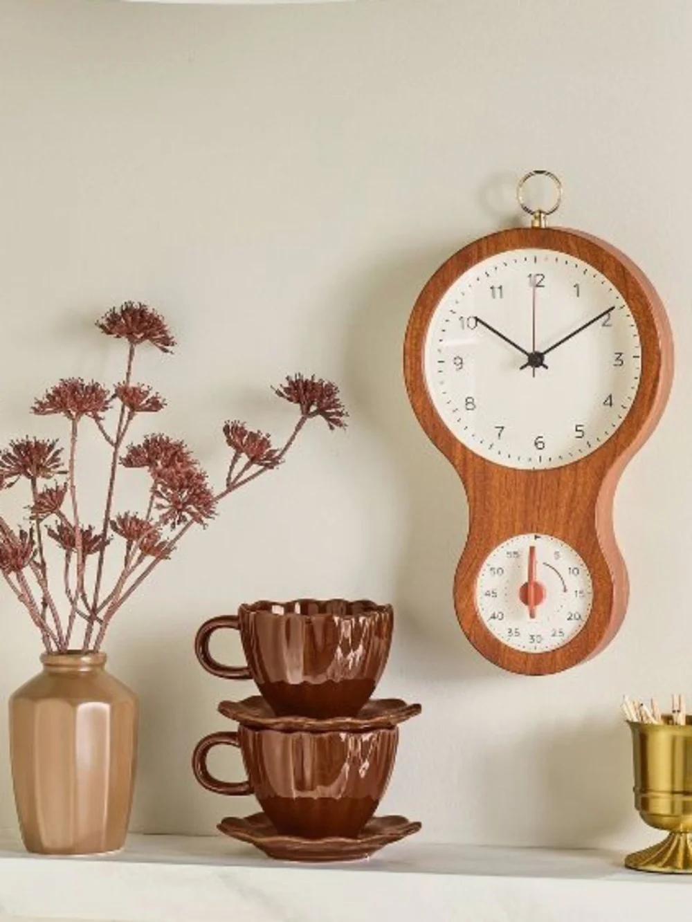HEARTH & HAND WITH MAGNOLIA • FAUX WOOD + BRASS KITCHEN CLOCK & TIMER